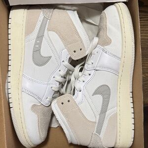Jordan White and Tan High-Top Sneakers